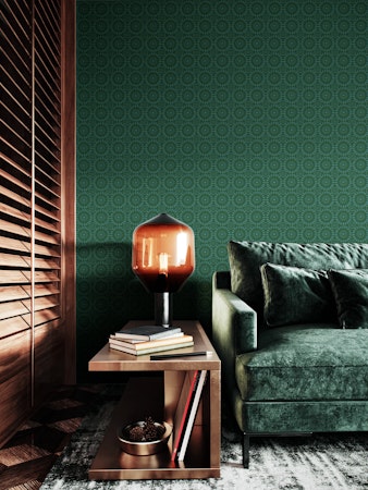 Circles of Blossom Dark Green wallpaper